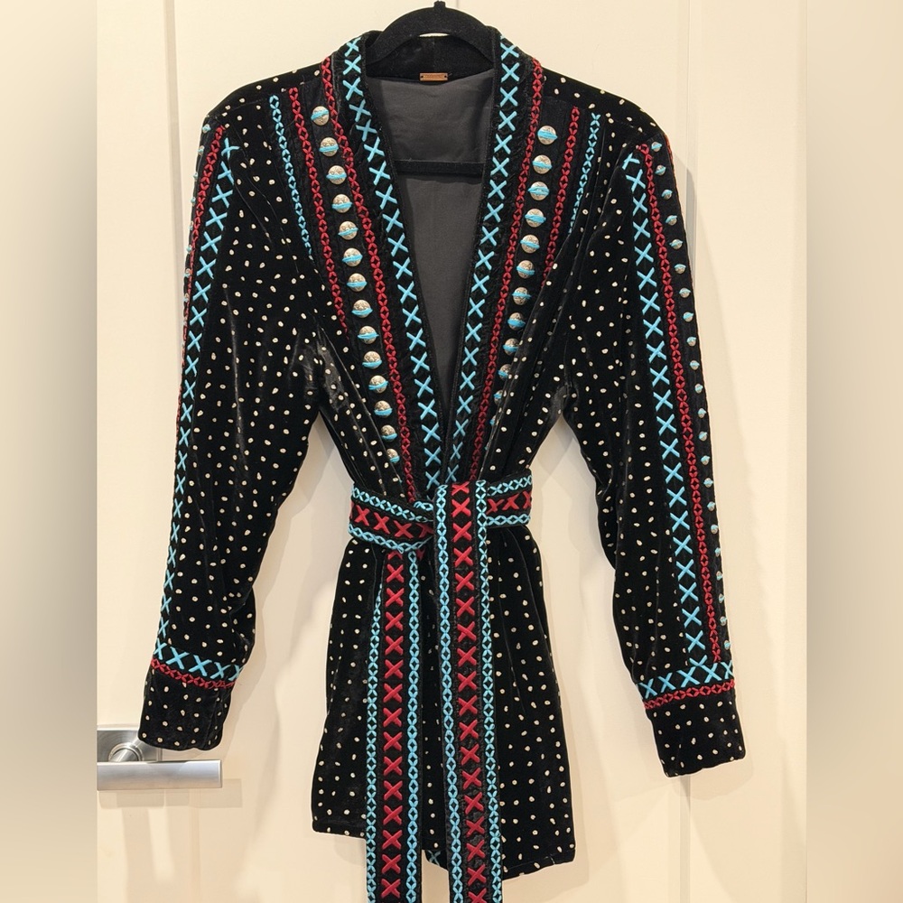 Dodo Bar Or | Black Velvet ‘Corrine’ Glittering Kimono-Style Jacket